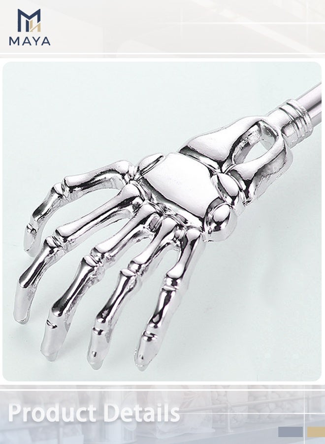 مايا مجموعة من 3 قطع من أدوات تدليك الظهر على شكل يد هيكل عظمي، محمولة وقابلة للتمديد، بمقابض مطاطية ناعمة، مثالية لإرسالها كهدية للأصدقاء/الزملاء/كبار السن (أسود، أزرق، أخضر). - Image 2